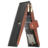 cheap Card Holders &amp; Cases-RFID Blocking Bifold Purse Credit Card Holder PU Leather Billfold Card Holder Wallet Double Zipper Hasp Card Purse