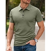 preiswerte Klassisches Poloshirt für Herren-Herren Poloshirts Polohemd aus Eisseide-Seersucker Lässig Straße Revers Kurzarm Basic Modern Einfach Jacquard Leicht Sommer Frühling Blau Weiß Schwarz Khaki Armeegrün Poloshirts