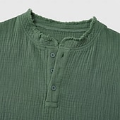tanie Bawełniane lniane koszulki-Męskie Podkoszulek Koszulka lniana Krótki rękaw Henley Lato Wiosna Jednokolorowe Teksturowany Urlop Zabytkowe Sport Raw Edge Codzienny Dom Na zewnątrz Biały Wino Zielony Top Tee dla mężczyzn