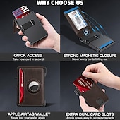 levne Úložiště a organizování-peněženka pro muže, chytrá peněženka s dvojitým skládáním a RFID blokováním, vyskakovacím hliníkovým pouzdrem na karty, identifikačním okénkem a kapacitou 12+ karet, minimalistický dárek pro pánskou peněženku