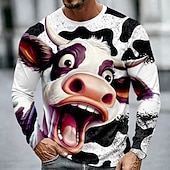 Per uomo Animale Mucca Maglietta Manica Lunga maglietta Stampa 3D Girocollo Camicia Divertente Quotidiano Vacanza Streetwear Bianco Estate Primavera Autunno Abbigliamento S M L XL XXL XXXL