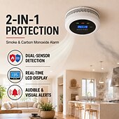 abordables electrodomésticos-detector combinado de monóxido de carbono &amp;gas 2 en 1 gas natural &amp;Alarma de CO con temperatura &amp;Humedad para alarma de seguridad del hogar