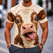  Per uomo Animale Mucca Maglietta Manica Corta maglietta Stampa 3D Girocollo Camicia Divertente Casuale Quotidiano Streetwear Nero Giallo Marrone Estate Primavera Abbigliamento S M L XL 2XL 3XL