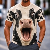  Per uomo Animale Mucca Maglietta Manica Corta maglietta Stampa 3D Girocollo Camicia Divertente Casuale Quotidiano Streetwear Bianco Nero Giallo Estate Primavera Abbigliamento S M L XL 2XL 3XL