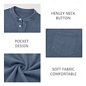 baratos Camiseta Henley Casual-Homens Camisa Henley Camisa 100% algodão com lavagem ácida Camiseta Manga Longa Vintage Retro Vintage Casual Estilo vintage Lavado Henley Casual Primavera Outono Todas as Estações Castanho Escuro