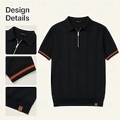 billige Herre Elite Polo-Herre Polo Strikk polo Formell Arbeid Aftæpning Quarter Zip Kortermet Helfarge Ta igjen glidelåsen Vår Mørkegrå Svart Hvit Navyblå Kakifarget Grå Polo