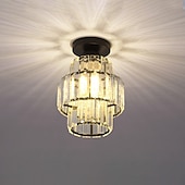 cheap Chandeliers-Modern Crystal Ceiling Light, E27 Crystal Chandelier Ceiling Lamp, Round Lampshade for Hallway, Stairs, Living Room, Bedroom, Kitchen, Bar, Restaurant
