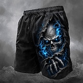 economico Pantaloni di Halloween-Costumi uomo Halloween teschi costume da bagno pantaloni corti pantaloni da mare vita media scuri casual esterni tasche laterali fodera in rete vita elastica con coulisse abbigliamento designer