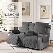 Недорогие Чехол для кресла-качалки-L.T.HOME Couch Cover for Pets 2 Seater 100% Waterproof Spillproof 4 Layer Quilted Reclining Loveseat Cover with Side Pockets Non Slip Washable Furniture Protector Dark Gray