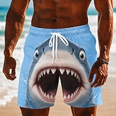  Herren Tiermotiv Hai Badehosen Badeanzüge Badeshorts Boardshorts Mittlere Taille Lustig Täglich Outdoor Seitentaschen Netzfutter Elastischer Kordelzug in der Taille Designer Bekleidung