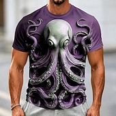 Bărbați Animal Caracatiță Tricou Manșon scurt Tricou Tipărire 3D Stil Nautic Cămașă Amuzant Casual Zilnic Stradă Mov Maro Trifoi Vară Primăvară Îmbrăcăminte S M L XL 2XL 3XL