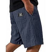 abordables Clásico-Hombre Pantalón corto Pantalones cortos de lino Pantalones cortos de verano Pantalones cortos casuales Correa Cintura elástica Un Color Comodidad Ligero Longitud de la rodilla Casual Diario Exterior