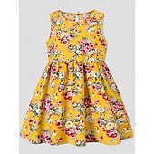 abordables Robes Décontracté-Enfants Fille Robe Graphic Sans Manches Formel Extérieur Soirée Mode Le style mignon Nylon Eté Printemps 4 ans et + 8011A-75 fleur rose riche 8011A-73 autocollant rouge 8011A-74 autocollant bleu