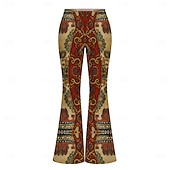 abordables Fondos-Retro Antiguo Hippie Años 70 Longitud Larga Tipo Canguelo Los pantalones de campana Hippie Disco Estampado Ajustado / Acampanado Disfraz Mujer Víspera de Todos los Santos Carnaval Festival de Música