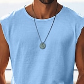 abordables Débardeurs-Homme T-shirt Sans manches Manche Courte Manches Courtes Col ras du cou Col rond Été Uni Texturé Mode Classique Occasionnel Pur Occasionnel Rue Sports Bleu Blanche bleu marine T-shirt haut de gamme