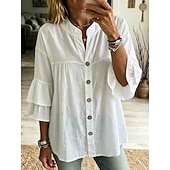  Per donna Blusa Volant Semplice Elegante Casual Senza Maniche Collo alla coreana Top Regolari Casuale Quotidiano Bianco Giallo Rosa Verde Estate Primavera
