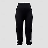  Women's Capri Pants Leggings Elegant Vacation Capris High Waist Plain Comfort Stretchy Vacation White Black Summer Spring Fall