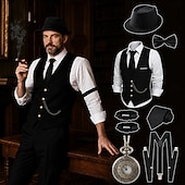 halpa Lisävarusteet ja enemmän-Setti Möly 20s 1920-luku Retro / vintage Asut Liivi Liivit lisävarusteiden kanssa Suuri Gatsby Herrasmies Muoti Naamiaispuku Miesten Halloween Karnevaali Naamiaiset Tanssiaiset Tyttöjen polttarit
