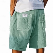 baratos Calções Estilo Casual-Homens Calção Shorts de verão Shorts casuais Shorts de veludo cotelê Com Cordão Bolsos Cintura elástica Tecido Conforto Respirável Curto Ao ar livre Férias Desporto Casual Cáqui Preto
