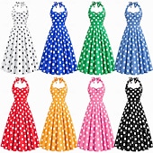 economico Vestiti-Anni 1950 Retrò Vintage Rockabilly Vestito Abito Swing Pois Costume Per donna Carnevale Mascherata Abbigliamento quotidiano Addio al Nubilato Adulti Vestito Abiti per il ritorno