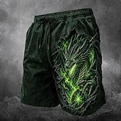  Homens Animal Dragão Calção Justo de Natação Fatos de banho Calções de banho Bermuda de Surf Cintura Média Escuro Diário Ao ar livre Bolsos laterais Forro de malha Cintura elástica com cordão Designer