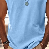 abordables Débardeurs-Homme T-shirt Sans manches Manche Courte Manches Courtes Col ras du cou Col rond Été Uni Texturé Mode Classique Occasionnel Pur Occasionnel Rue Sports Bleu Blanche bleu marine T-shirt haut de gamme