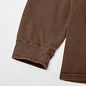 baratos Camiseta Henley Casual-Homens Camisa Henley Camisa 100% algodão com lavagem ácida Camiseta Manga Longa Vintage Retro Vintage Casual Estilo vintage Lavado Henley Casual Primavera Outono Todas as Estações Castanho Escuro