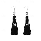 cheap Wearables &amp; Dress-Up-1/2 Pair of Halloween Skeleton Bride Tassel Earrings, Gothic Skull Dangle Drop Earrings for Women, Zinc Alloy Halloween Jewelry, Ghost Festival, Cosplay Costume Party Accessories