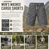 economico Classico-pantaloncini cargo da uomo softfade™ pantaloncini estivi pantaloncini casual pantaloncini lavaggio acido tasca vita elasticizzata lavato comodo traspirante lunghezza al ginocchio casual da esterno spiaggia vacanza moda blu navy