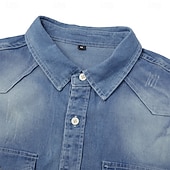 cheap Men's Denim Shirts-Men's Shirt Chambray Shirt Calico Shirt Button Up Shirt Casual Shirt Denim Shirt Denim Blue Black Dark Navy Blue Long Sleeve Plain Collar Daily Vacation Clothing Apparel Cotton Fashion Casual