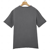 cheap Cotton Linen T-shirts-Men's T Shirt 100% Cotton T-Shirt Short Sleeve V Neck Summer Spring Solid Color Textured Vacation Vintage Sports Raw Edge Casual Home Outdoor Black White Wine Top Tee for Men