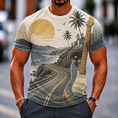  Men's Music Guitar Coconut Palm T Shirt Short Sleeve T shirt 3D Print Crew Neck Shirt Hawaiian Retro Vintage Casual Daily Street White White 1 White 2 Summer Spring Clothing Apparel S M L XL 2XL 3XL