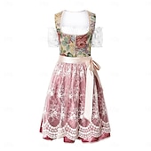 abordables Conjunto de Dirndl-Oktoberfest Vestido de dirndl Conjunto de dirndl Blusa con falda acampanada Longitud midi Encaje Hombros Caídos Manga de globo de soplo Mucama Alemán alpino Herencia prados Mujer Carnaval Festival de