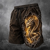 baratos Animais &amp; Aves-Homens Animal Dragão Calção Justo de Natação Fatos de banho Calções de banho Bermuda de Surf Cintura Média Escuro Diário Ao ar livre Bolsos laterais Forro de malha Cintura elástica com cordão Designer