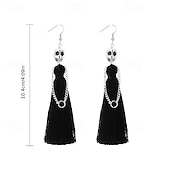 cheap Wearables &amp; Dress-Up-1/2 Pair of Halloween Skeleton Bride Tassel Earrings, Gothic Skull Dangle Drop Earrings for Women, Zinc Alloy Halloween Jewelry, Ghost Festival, Cosplay Costume Party Accessories