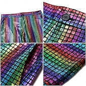 baratos Conjuntos-Conjunto Retro Vintage Discoteca Anos 80 Roupa Manga Comprida Discoteca Metálico Brilhante Fantasia Homens Fantasia de Carnaval Dia Das Bruxas Carnaval Baile de Máscaras Festa Espetáculo Boate Adulto