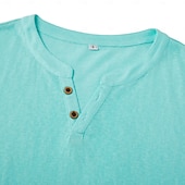 preiswerte Basic-T-Shirts-Herren-T-Shirt aus Baumwolle und Leinen, Strick, Kurzarm, V-Ausschnitt, Sommer, einfarbig, modisch, leicht, Basic, Mesh-Strick, schlicht, lässig, Urlaub, Street, blau, schwarz, hellgrün