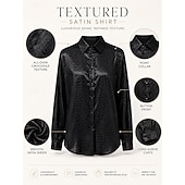  Damen Hemd Jacquard Knöpfe Elegant Täglich Langarm Hemdkragen Normale Oberteile Lässig Büro Weiß Schwarz Rote Herbst Winter