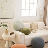 cheap Throw Pillows,Inserts &amp; Covers-Ultra Soft Suede Pebble Throw Pillow, Fluffy Rock Shaped Floor Seating Cushion, Cute Novelty Stone Hugging Pillow for Sofa, Bedroom &amp; Home Decor