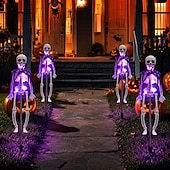 cheap Outdoor &amp; Yard Displays-Solar Powered Skeleton Skeleton Ground Stake Lights, Outdoor Garden Yard Glowing Decorative Landscape Lamp for Halloween Holiday Party Atmosphere Decor