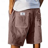 baratos Calções Estilo Casual-Homens Calção Shorts de verão Shorts casuais Shorts de veludo cotelê Com Cordão Bolsos Cintura elástica Tecido Conforto Respirável Curto Ao ar livre Férias Desporto Casual Cáqui Preto