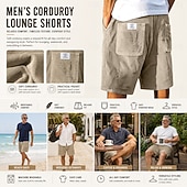 baratos Calções Estilo Casual-Homens Calção Shorts de verão Shorts casuais Shorts de veludo cotelê Com Cordão Bolsos Cintura elástica Tecido Conforto Respirável Curto Ao ar livre Férias Desporto Casual Cáqui Preto