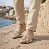 cheap Slip-On Casual Shoes-Men's Knit Slip-On Shoes, Breathable Woven Casual Loafers for Walking, Travel and Everyday Wear