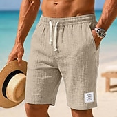 economico Vacanza-Per uomo Shorts Pantaloncini Estivi Shorts da Spiaggia Pantaloncini casual Coulisse Elastico in vita Tinta unica Testurizzato Comodità Traspirante Corto Casuale Quotidiano All'aperto Moda Retr