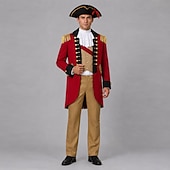 economico Outfit-Set 250° anniversario USA Retrò Vintage Medievale Abiti Lunghe George Washington Coloniale Guerra rivoluzionaria Costume Per uomo Costume di Carnevale Carnevale Giorno dell'Indipendenza 4 luglio