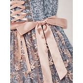 cheap Dirndl Dresses-Oktoberfest Dirndl Dress Midi Length Lace Maid Romantic Bavarian Munich Wiesn Women's Traditional Style Cloth Without Blouse (60CM)