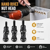 economico set di punte da trapano-Set di utensili per rivetti in acciaio al carbonio, testa per rivetti, kit di rivetti filettati M3, M4, M5, M6, M8, accessorio per rivettatrice manuale per officine di riparazione auto.