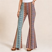 abordables Fondos-Retro Antiguo Hippie Años 70 Longitud Larga Tipo Canguelo Los pantalones de campana Hippie Disco Estampado Ajustado / Acampanado Disfraz Mujer Víspera de Todos los Santos Carnaval Festival de Música