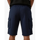 お買い得  カジュアルショートパンツ-男性用 ワッフルショーツ ショーツ サマーショーツ カジュアルショーツ ドローストリング 弾性ウエスト マルチポケット 平織り 履き心地よい 高通気性 膝丈 カジュアル アウトドア ビーチ 旅行度假风 ファッション ホワイト カーキ色 マイクロエラスティック