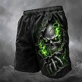 economico Pantaloni di Halloween-Costumi uomo Halloween teschi costume da bagno pantaloni corti pantaloni da mare vita media scuri casual esterni tasche laterali fodera in rete vita elastica con coulisse abbigliamento designer